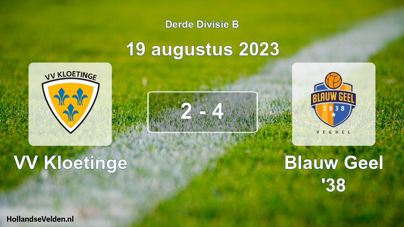 Gespeelde wedstrijd: VV Kloetinge - Blauw Geel '38 2 - 4 (19 augustus 2023)