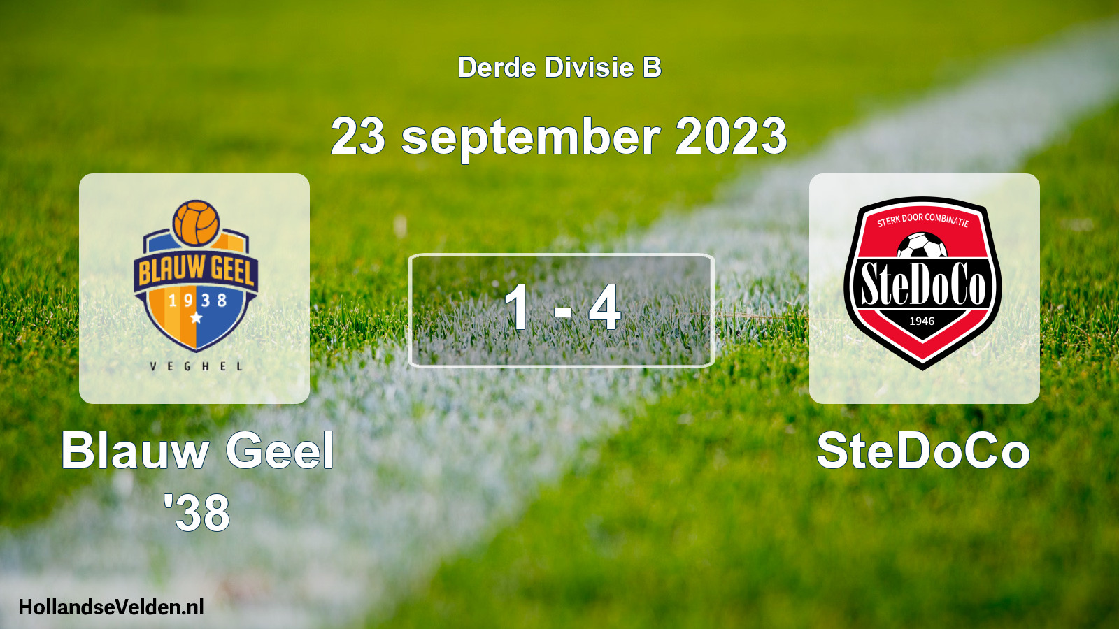 Gespeelde wedstrijd: Blauw Geel '38 - SteDoCo 1 - 4 (23 september 2023)