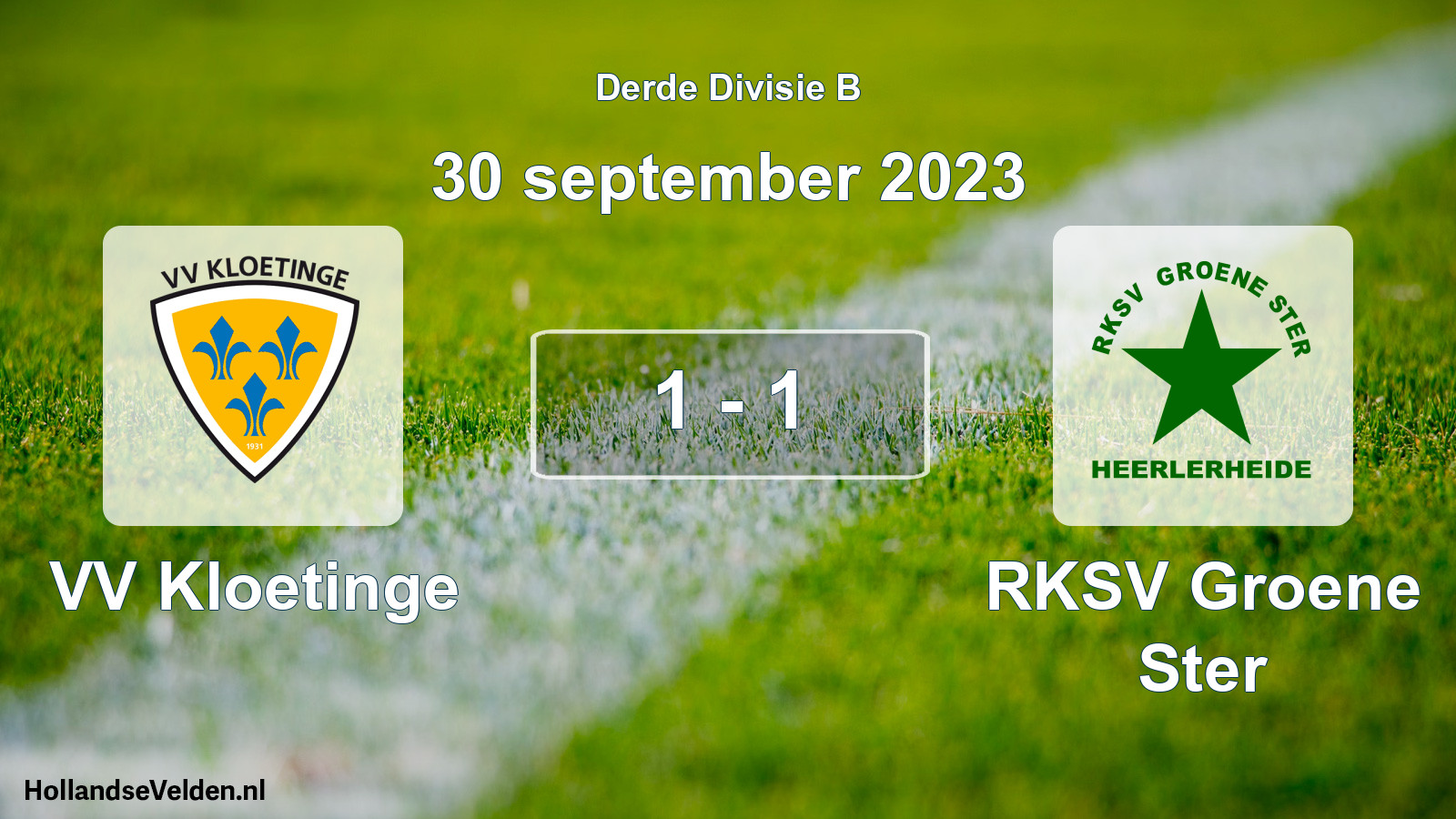 Gespeelde wedstrijd: VV Kloetinge - RKSV Groene Ster 1 - 1 (30 september 2023)