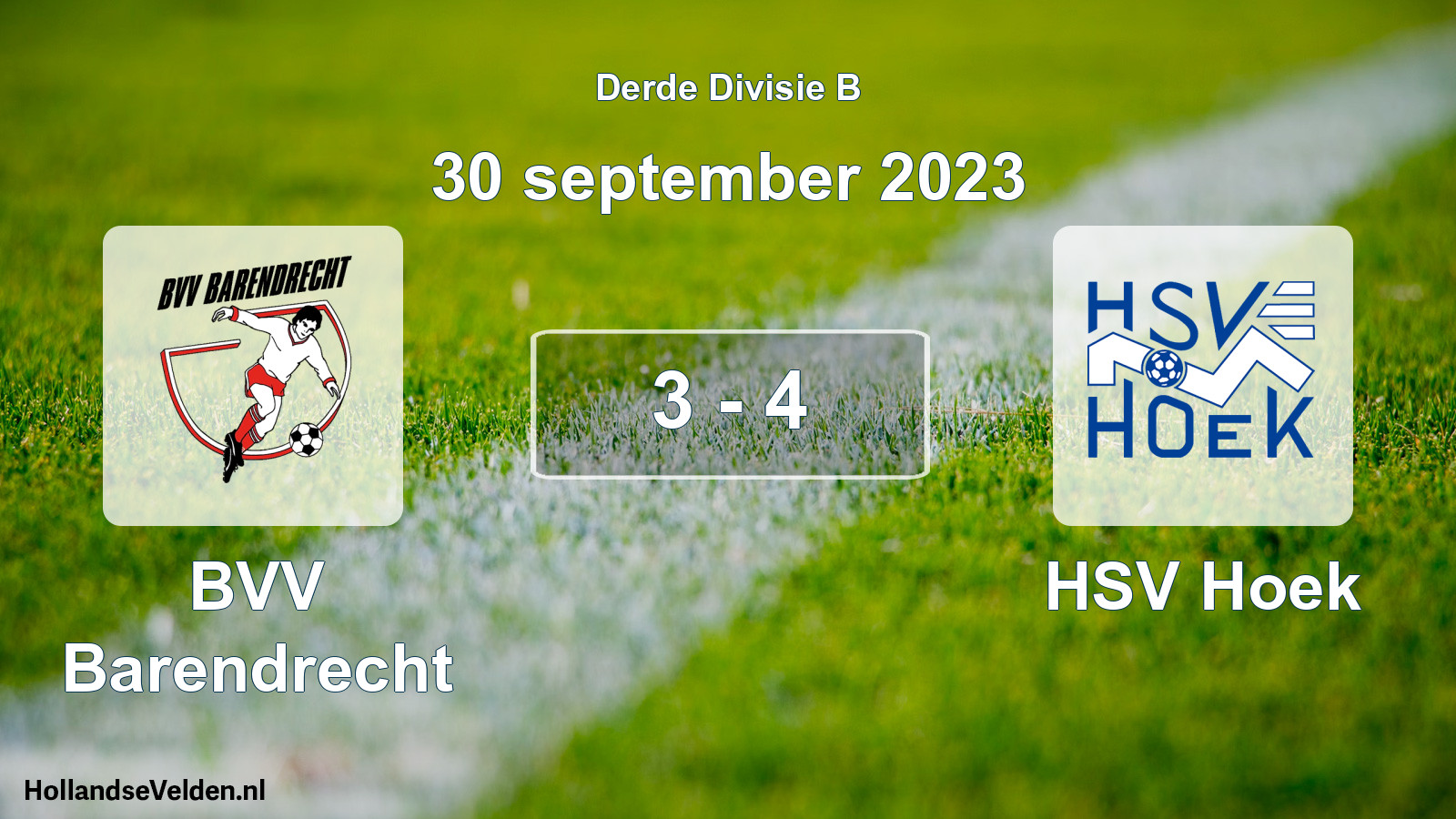 Gespeelde wedstrijd: BVV Barendrecht - HSV Hoek 3 - 4 (30 september 2023)
