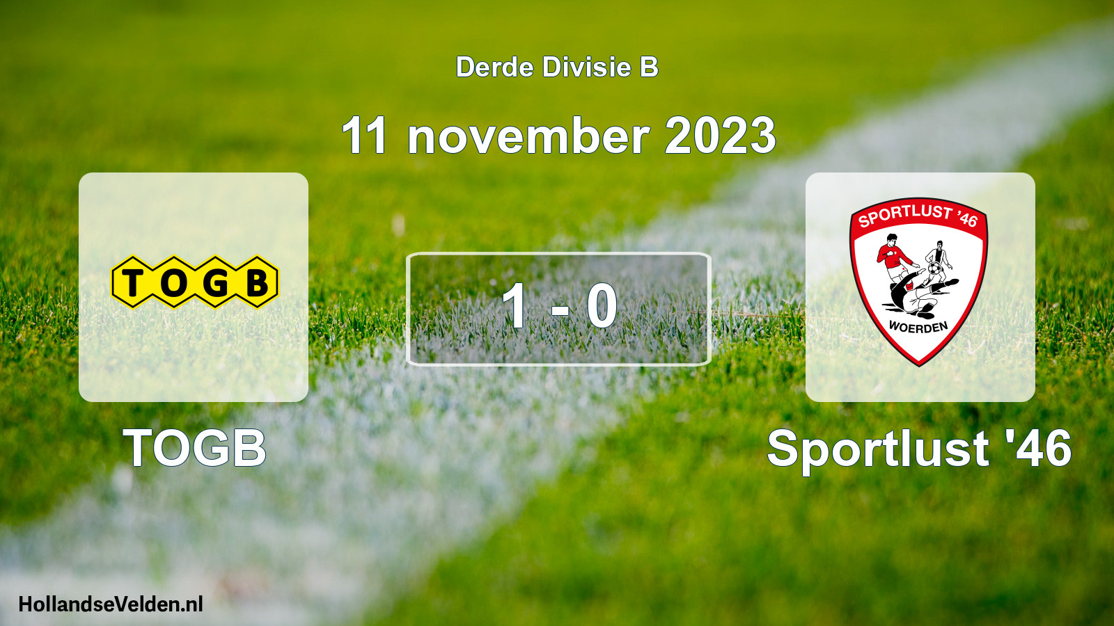 Gespeelde wedstrijd: TOGB - Sportlust '46 1 - 0 (11 november 2023)