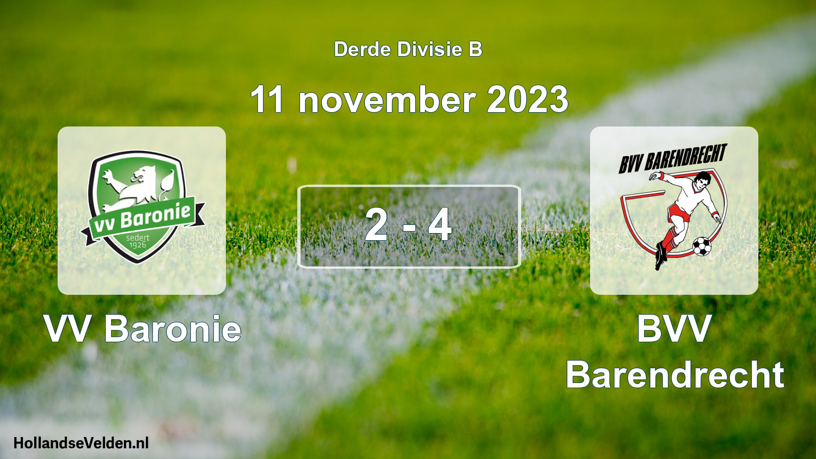 Gespeelde wedstrijd: VV Baronie - BVV Barendrecht 2 - 4 (11 november 2023)