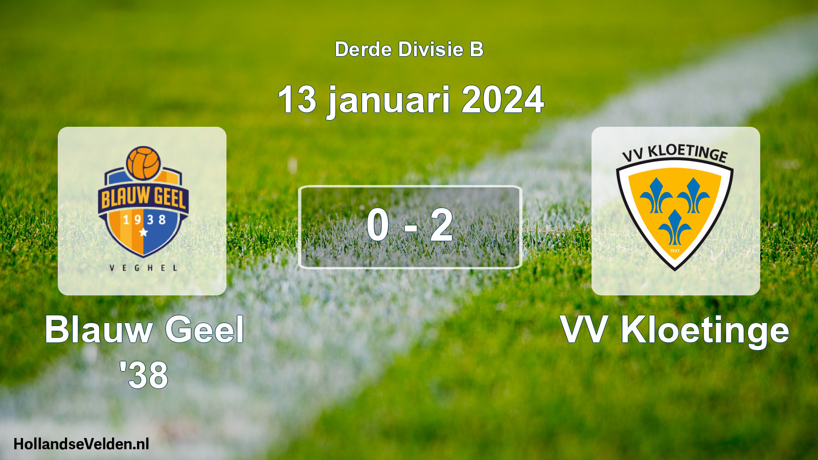 Gespeelde wedstrijd: Blauw Geel '38 - VV Kloetinge 0 - 2 (13 januari 2024)