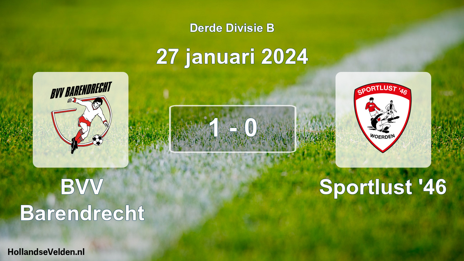 Gespeelde wedstrijd: BVV Barendrecht - Sportlust '46 1 - 0 (27 januari 2024)
