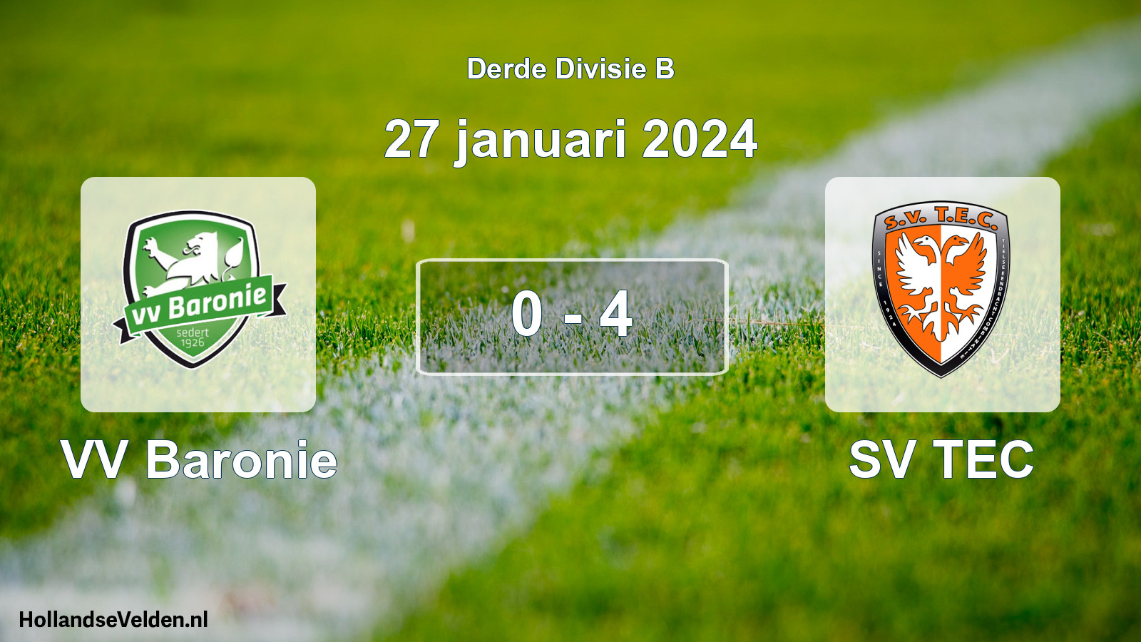 Gespeelde wedstrijd: VV Baronie - SV TEC 0 - 4 (27 januari 2024)
