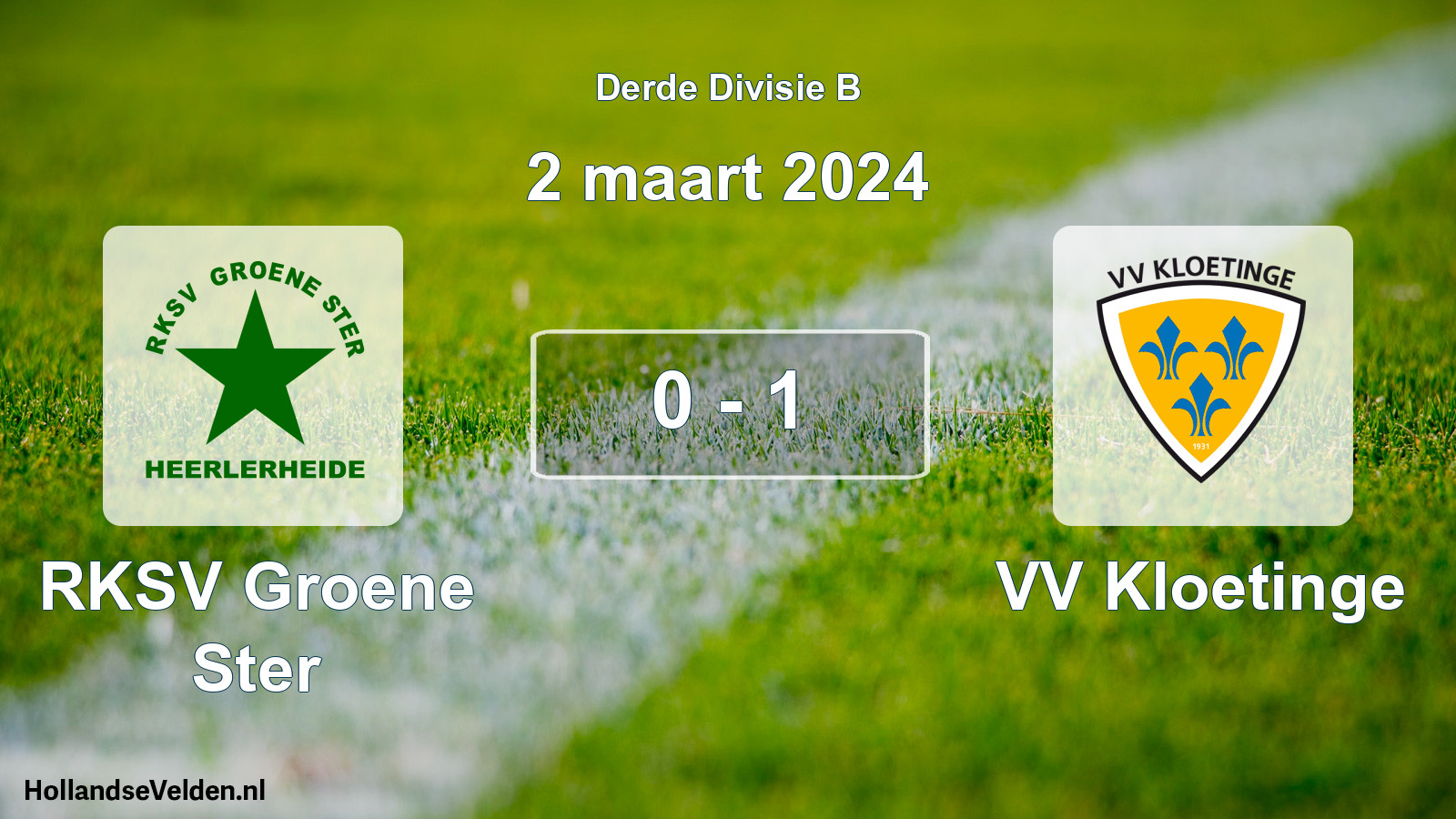 Gespeelde wedstrijd: RKSV Groene Ster - VV Kloetinge 0 - 1 (2 maart 2024)