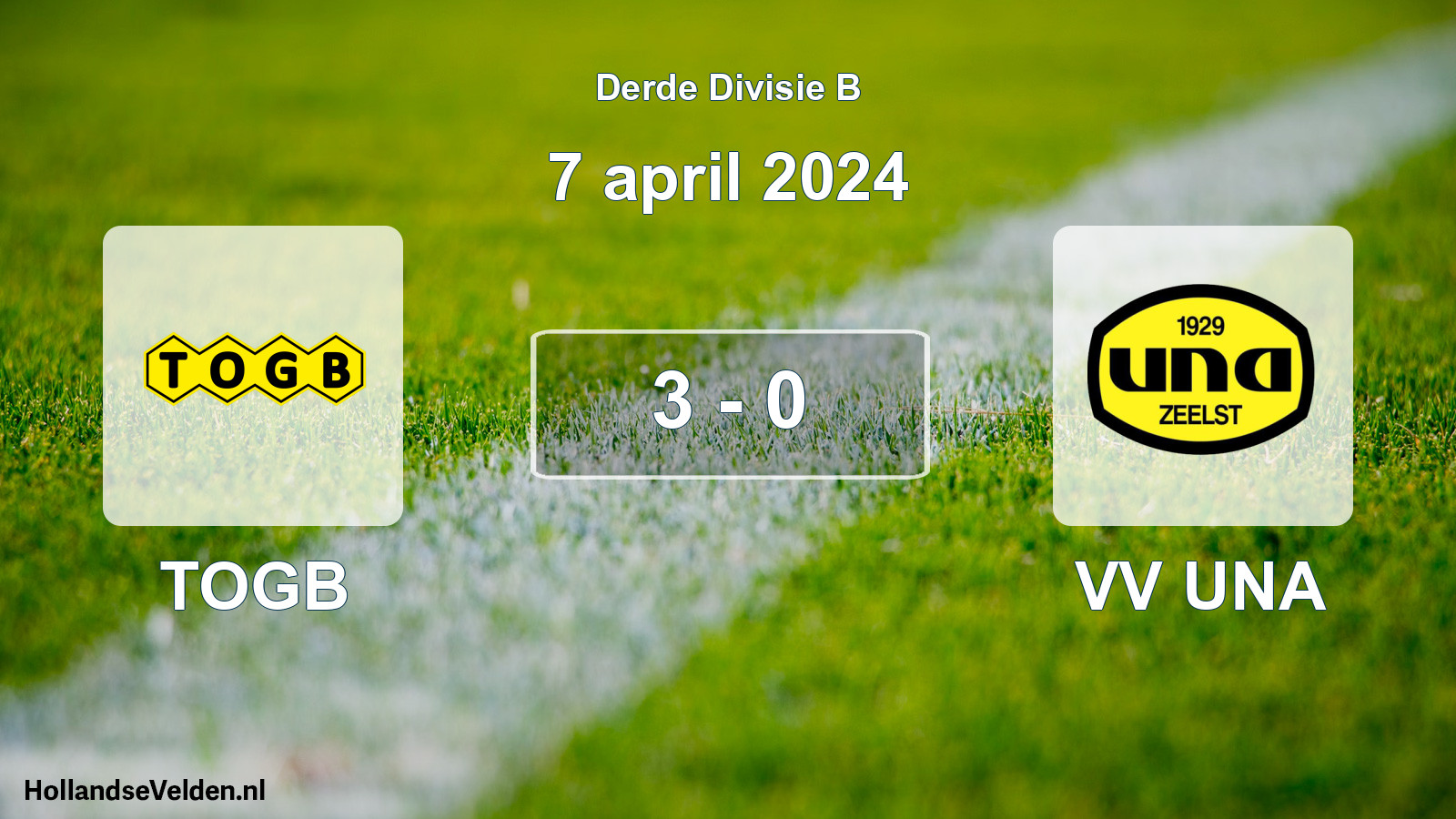 Gespeelde wedstrijd: TOGB - VV UNA 3 - 0 (7 april 2024)