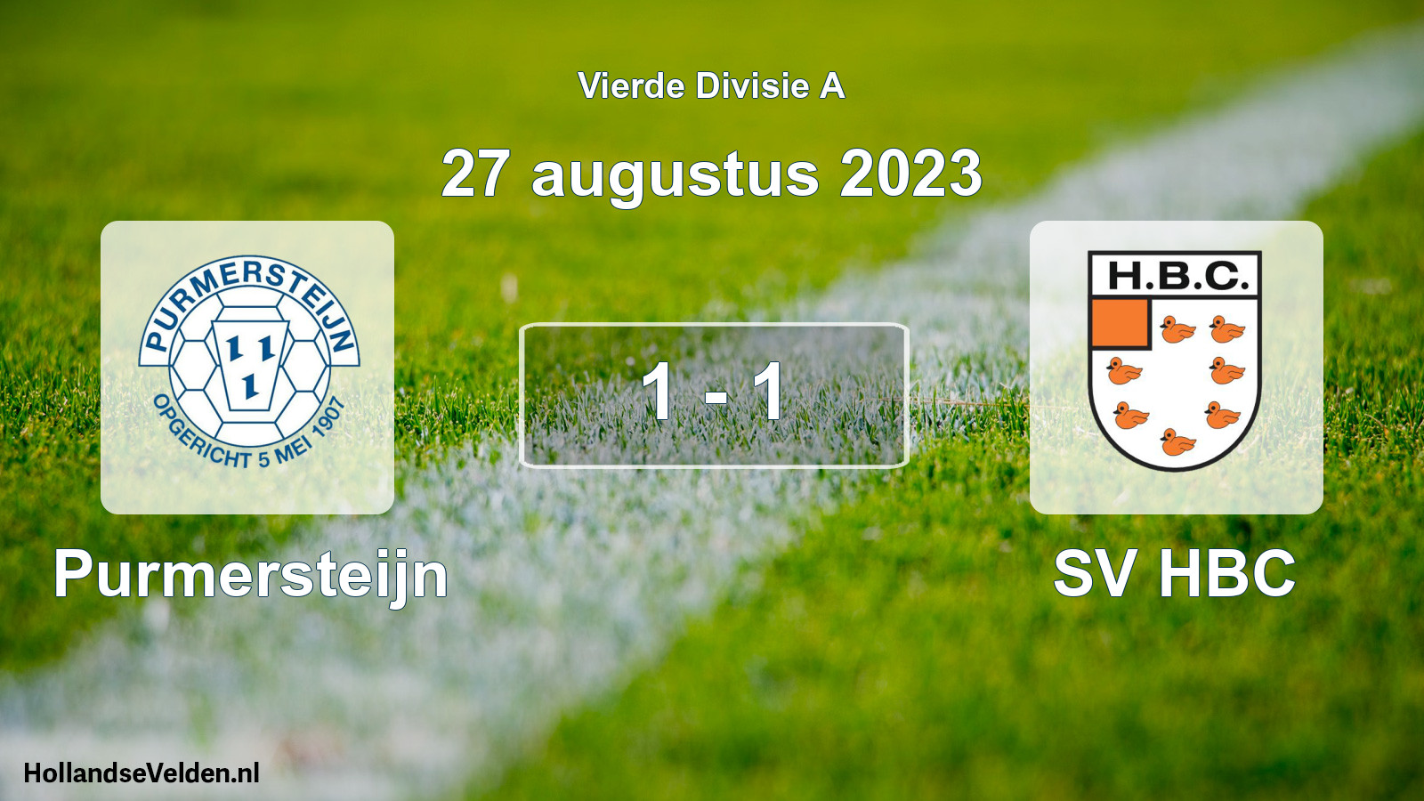 Gespeelde wedstrijd: Purmersteijn - SV HBC 1 - 1 (27 augustus 2023)