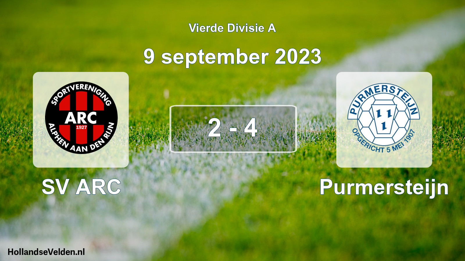 Gespeelde wedstrijd: SV ARC - Purmersteijn 2 - 4 (9 september 2023)