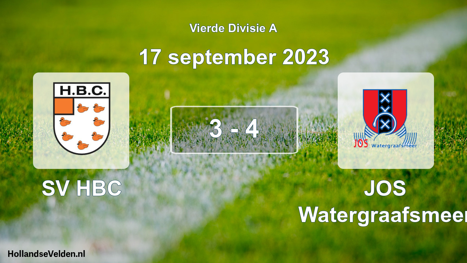 Gespeelde wedstrijd: SV HBC - JOS Watergraafsmeer 3 - 4 (17 september 2023)