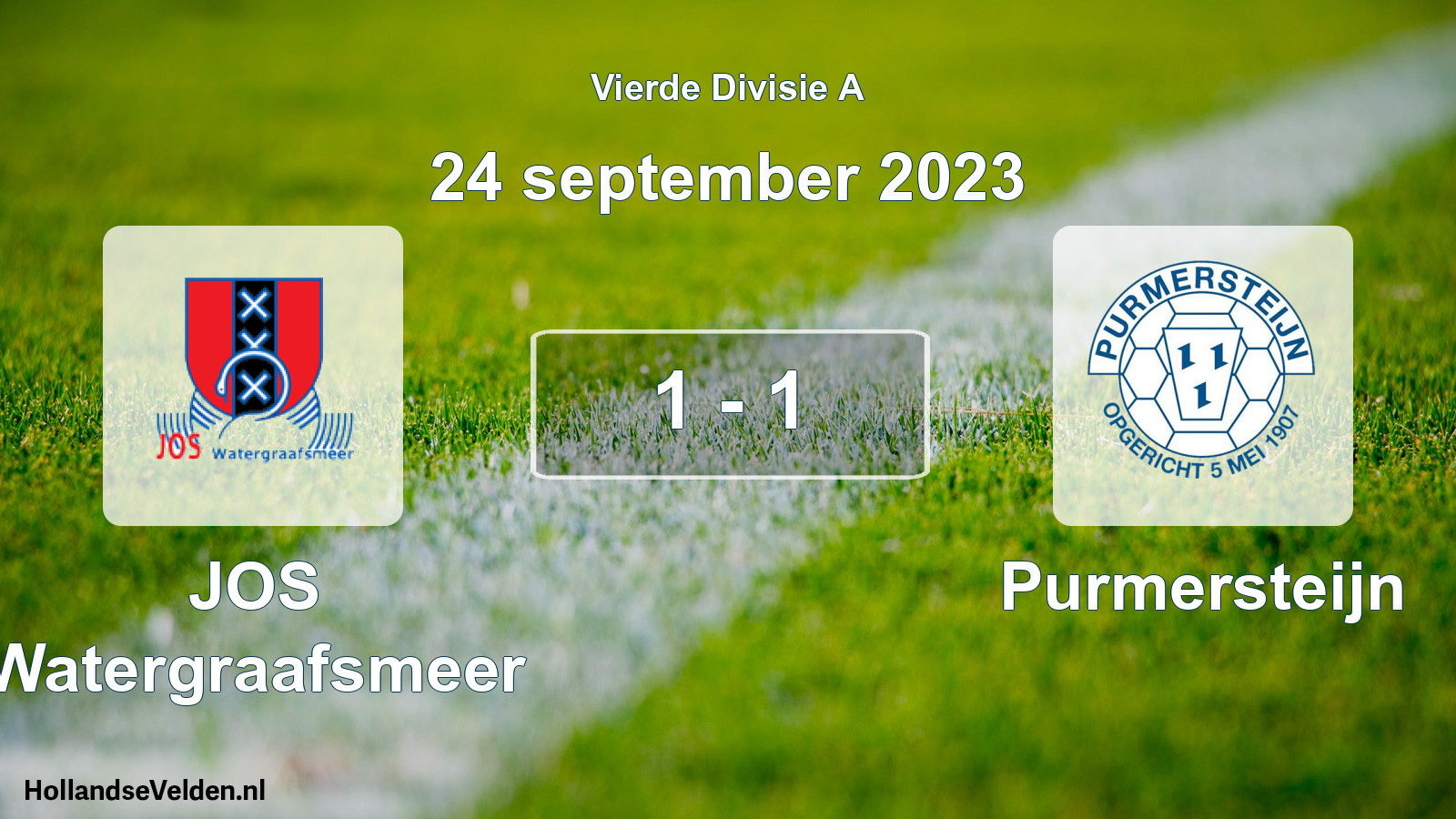 Gespeelde wedstrijd: JOS Watergraafsmeer - Purmersteijn 1 - 1 (24 september 2023)