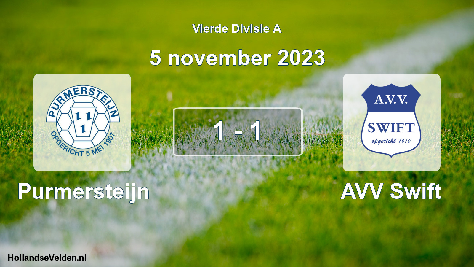 Gespeelde wedstrijd: Purmersteijn - AVV Swift 1 - 1 (5 november 2023)