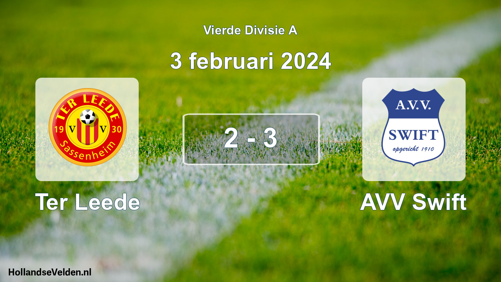 Gespeelde wedstrijd: Ter Leede - AVV Swift 2 - 3 (3 februari 2024)