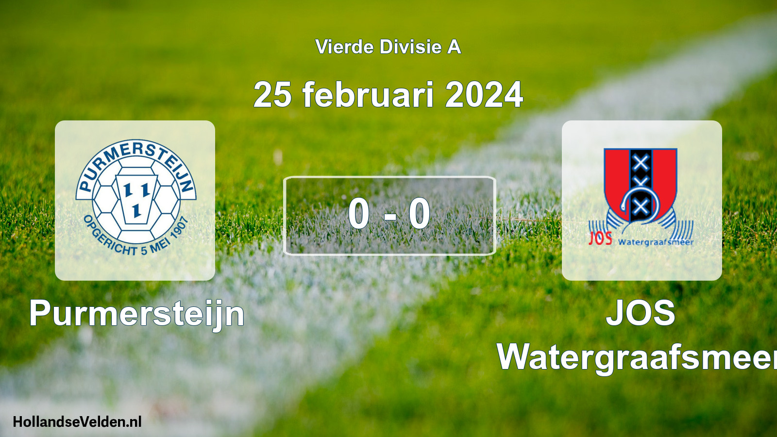 Gespeelde wedstrijd: Purmersteijn - JOS Watergraafsmeer 0 - 0 (25 februari 2024)