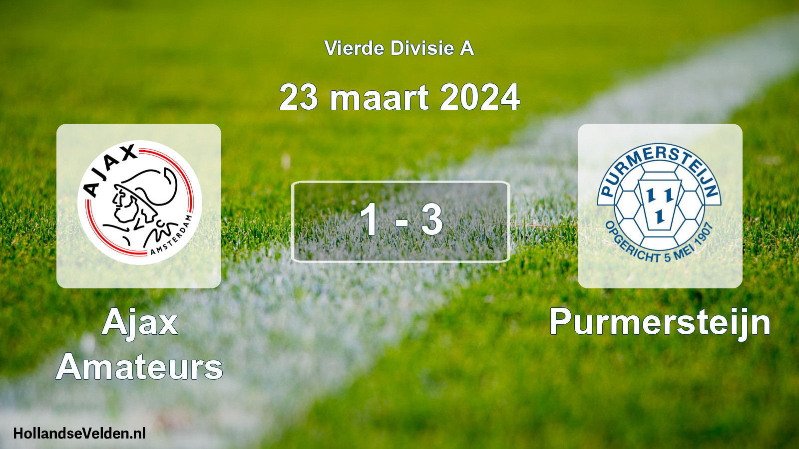 Gespeelde wedstrijd: Ajax Amateurs - Purmersteijn 1 - 3 (23 maart 2024)