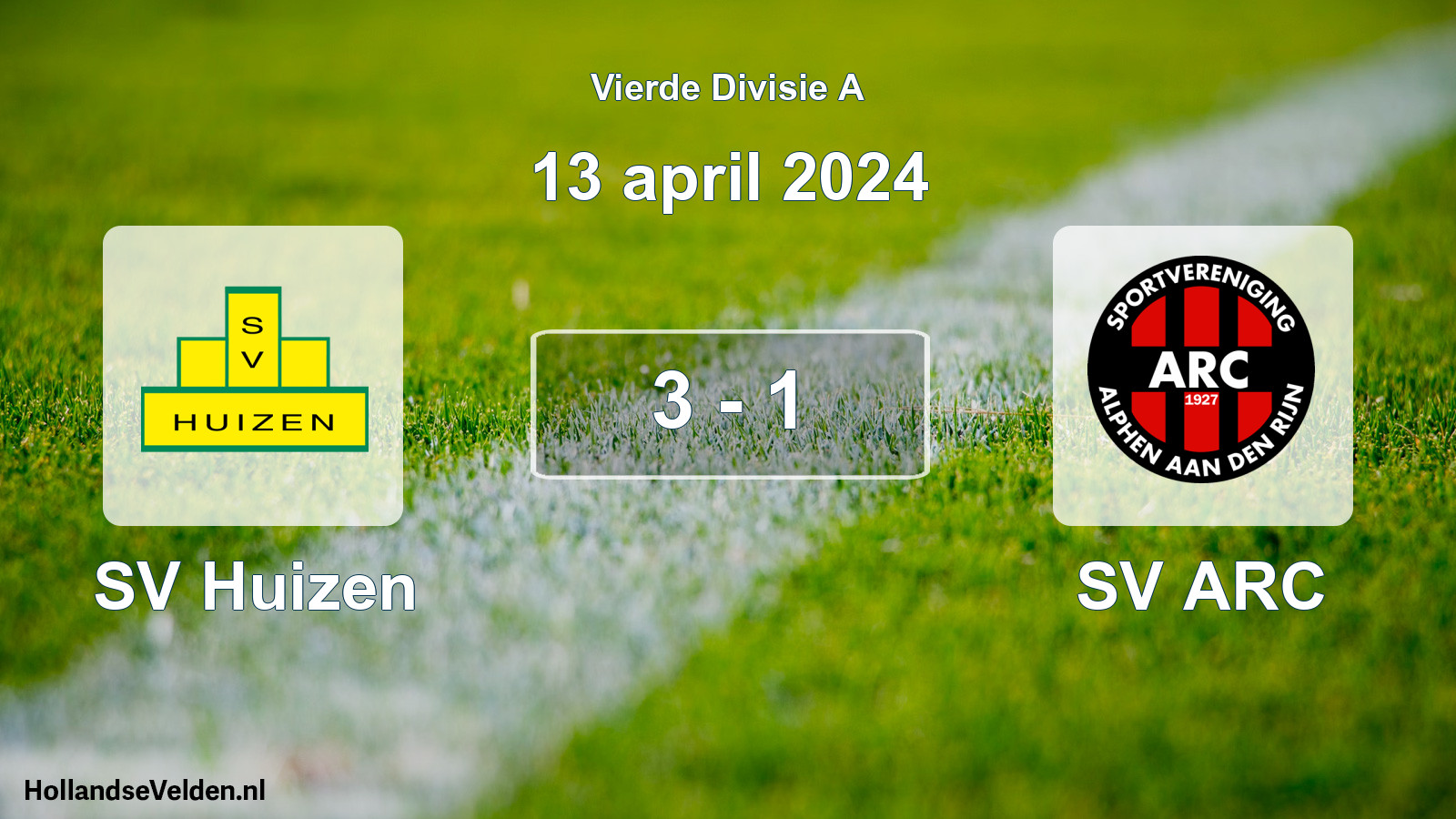 Gespeelde wedstrijd: SV Huizen - SV ARC 3 - 1 (13 april 2024)