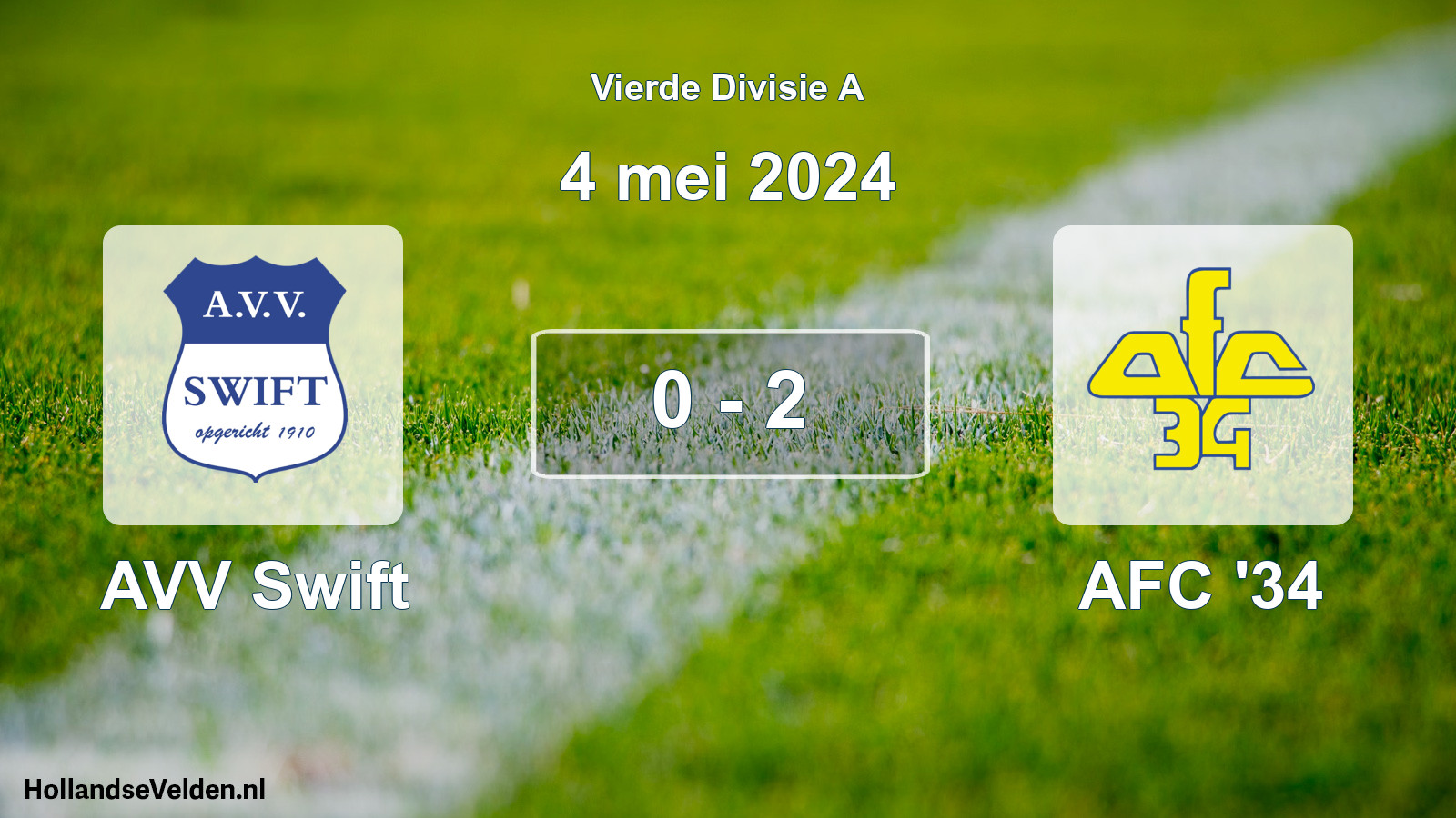 Gespeelde wedstrijd: AVV Swift - AFC '34 0 - 2 (4 mei 2024)
