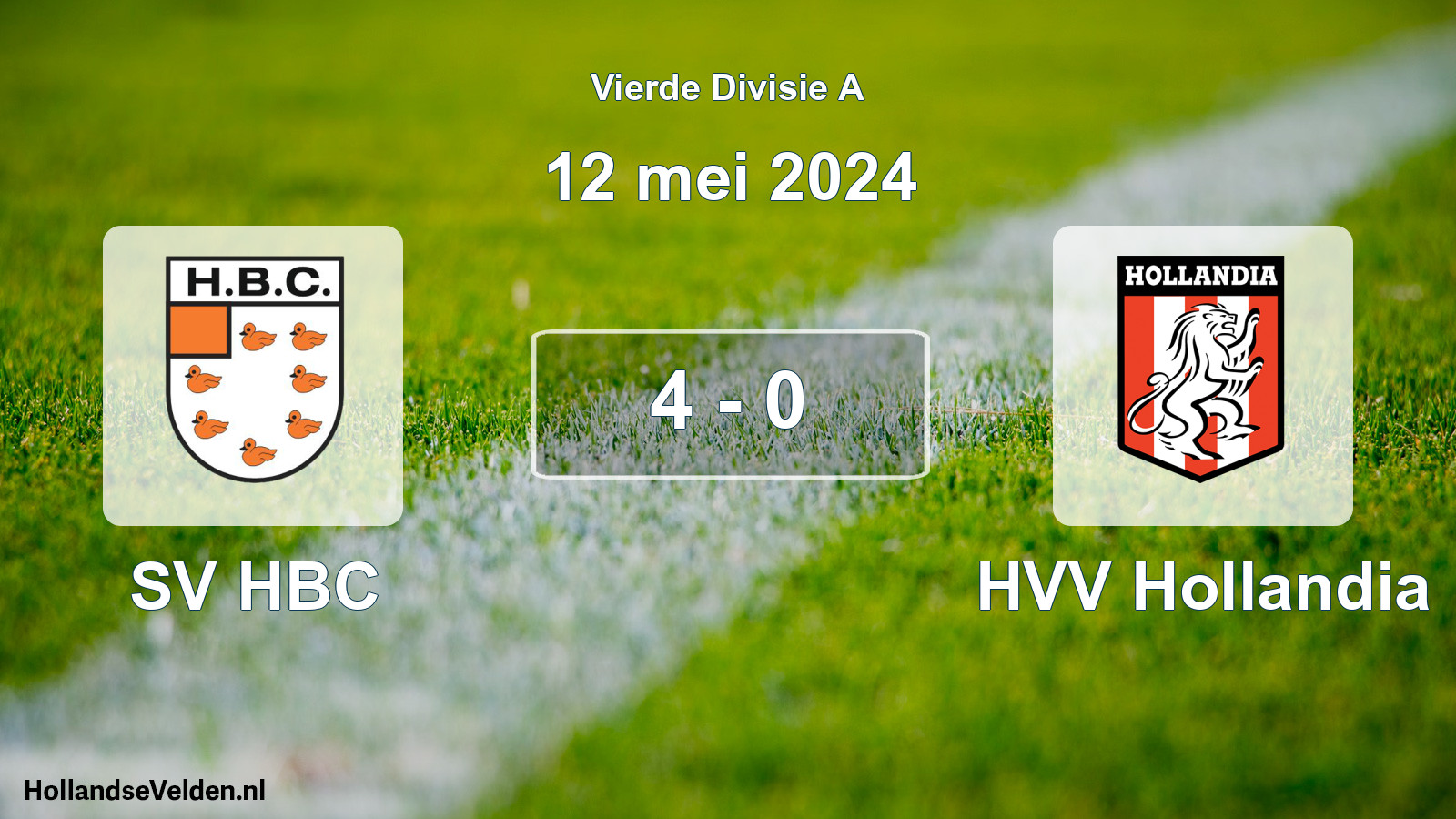 Gespeelde wedstrijd: SV HBC - HVV Hollandia 4 - 0 (12 mei 2024)