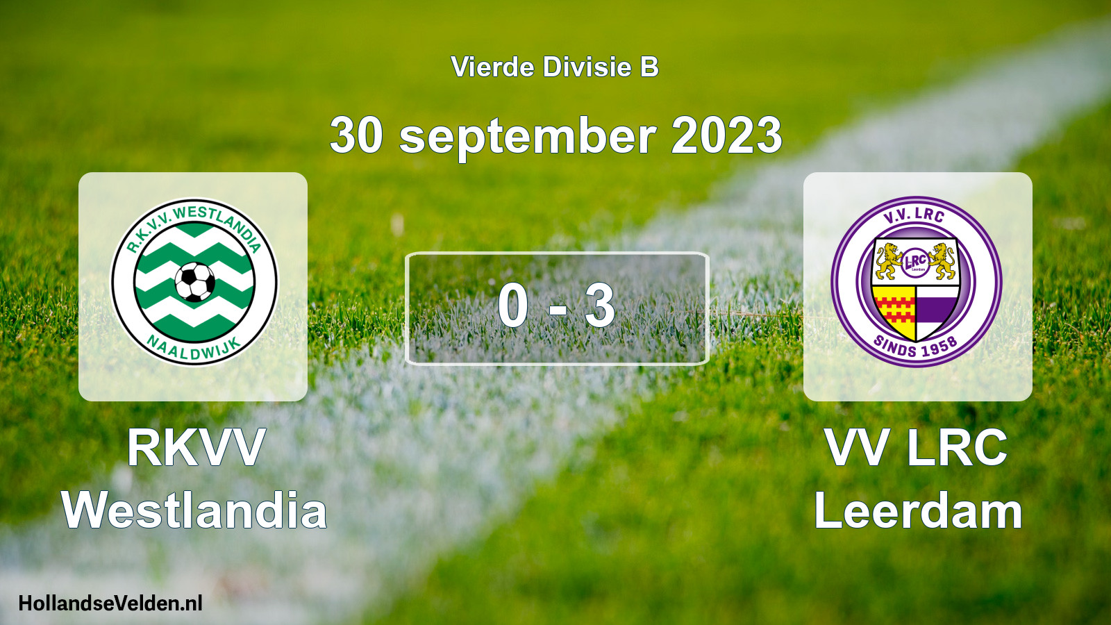 Gespeelde wedstrijd: RKVV Westlandia - VV LRC Leerdam 0 - 3 (30 september 2023)
