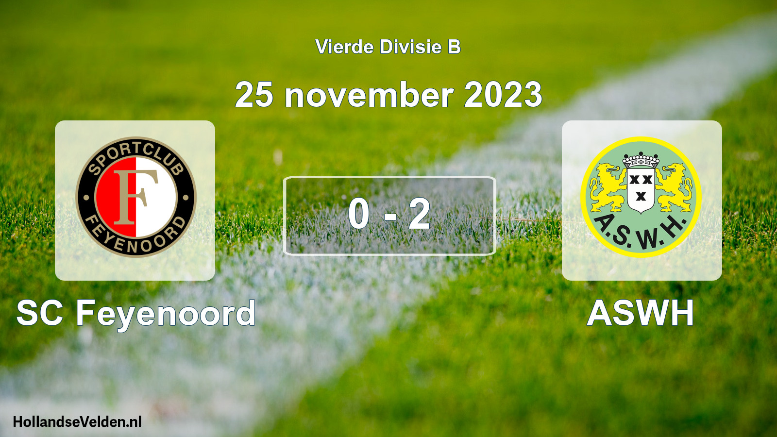 Gespeelde wedstrijd: SC Feyenoord - ASWH 0 - 2 (25 november 2023)