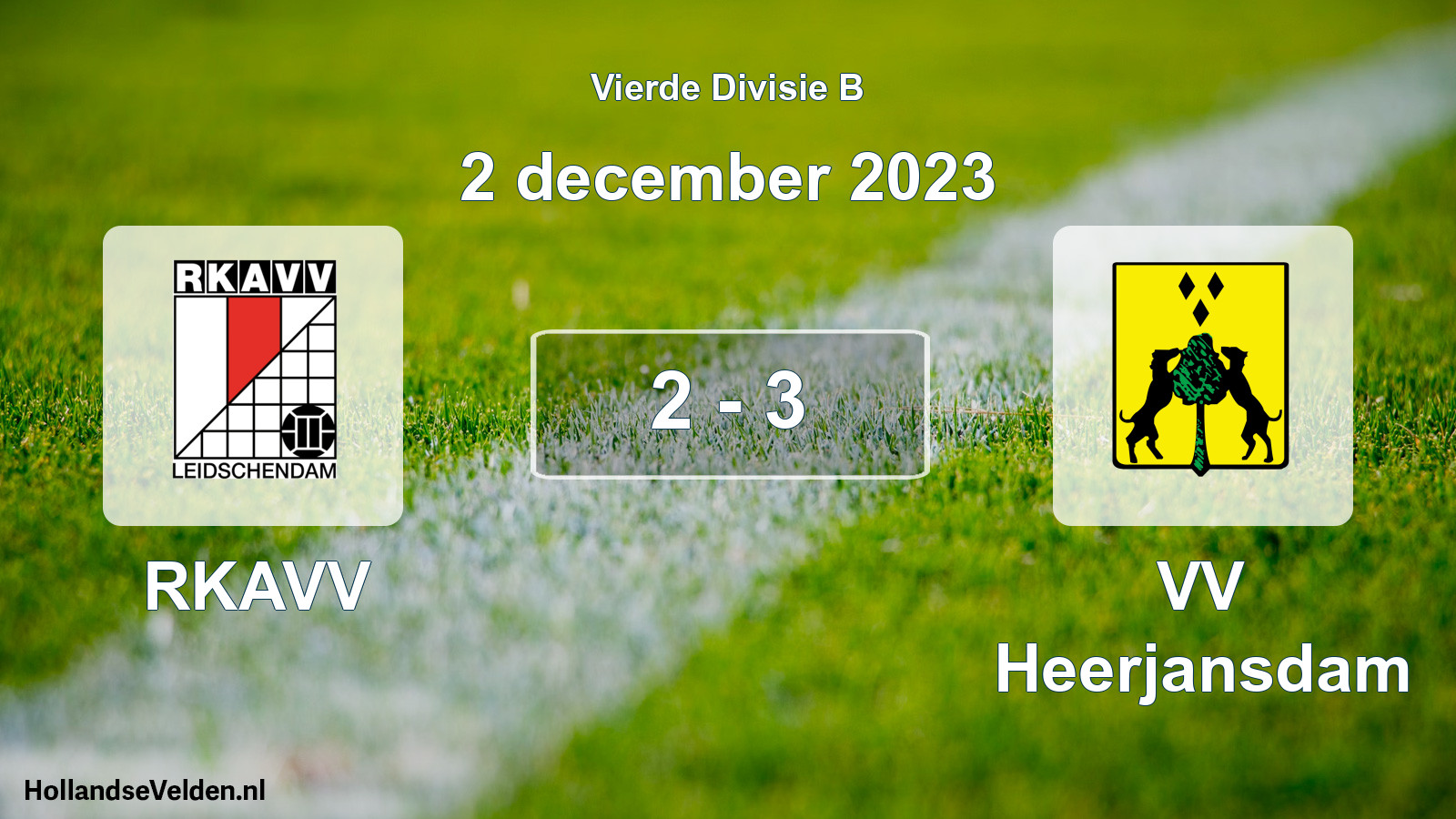 Gespeelde wedstrijd: RKAVV - VV Heerjansdam 2 - 3 (2 december 2023)