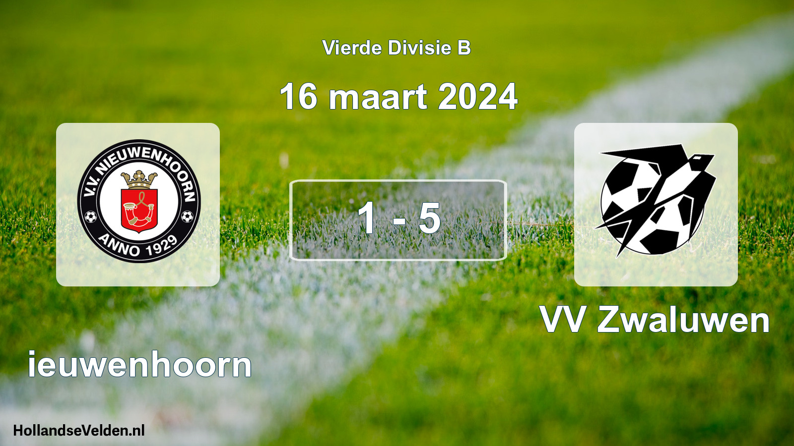 Gespeelde wedstrijd: Nieuwenhoorn - VV Zwaluwen 1 - 5 (16 maart 2024)