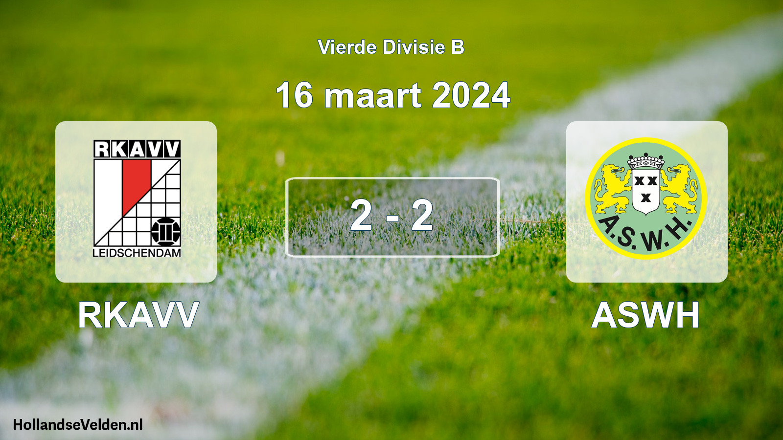 Gespeelde wedstrijd: RKAVV - ASWH 2 - 2 (16 maart 2024)