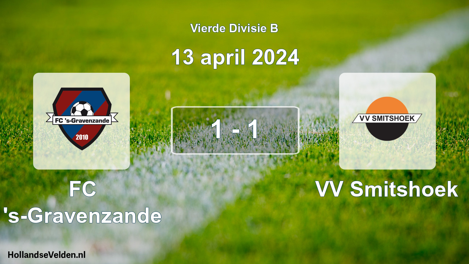 Gespeelde wedstrijd: FC 's-Gravenzande - VV Smitshoek 1 - 1 (13 april 2024)
