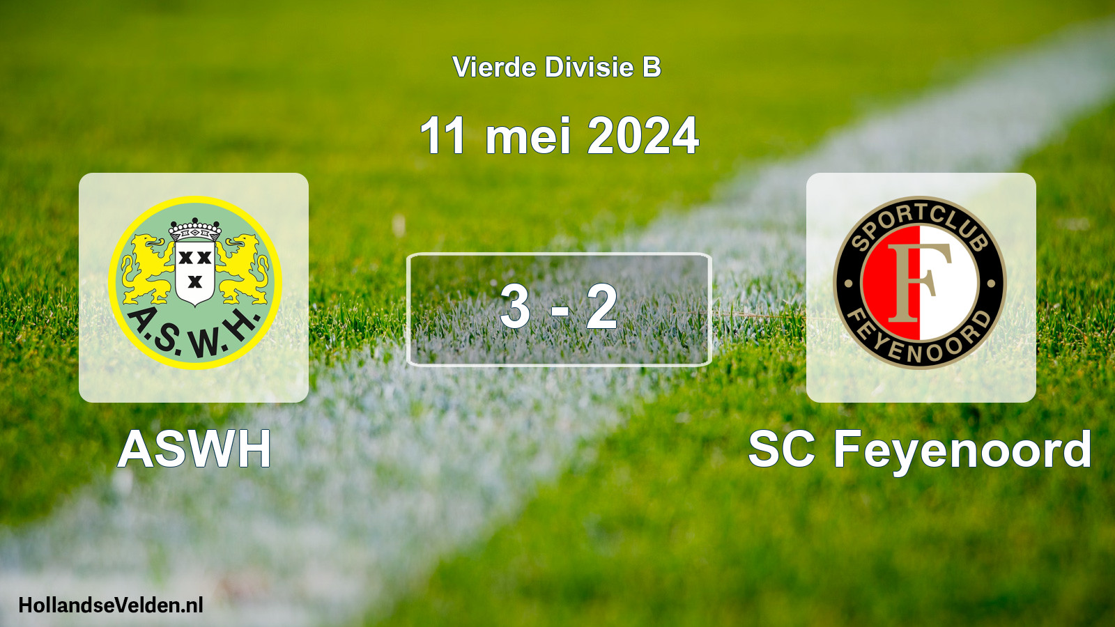 Gespeelde wedstrijd: ASWH - SC Feyenoord 3 - 2 (11 mei 2024)