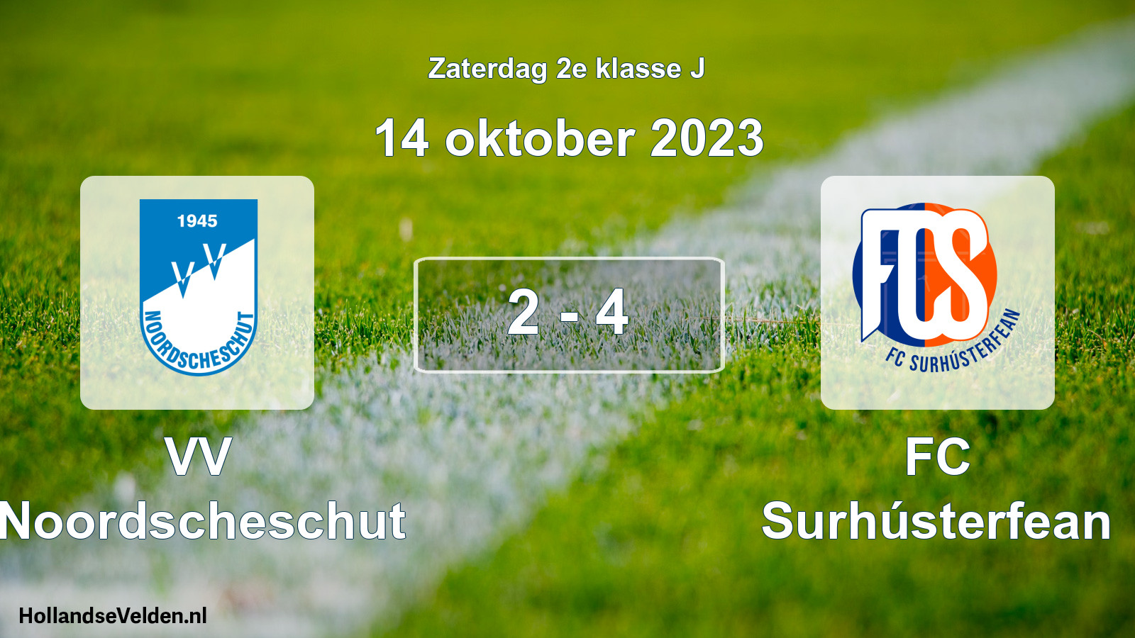 Gespeelde wedstrijd: VV Noordscheschut - FC Surhústerfean 2 - 4 (14 oktober 2023)