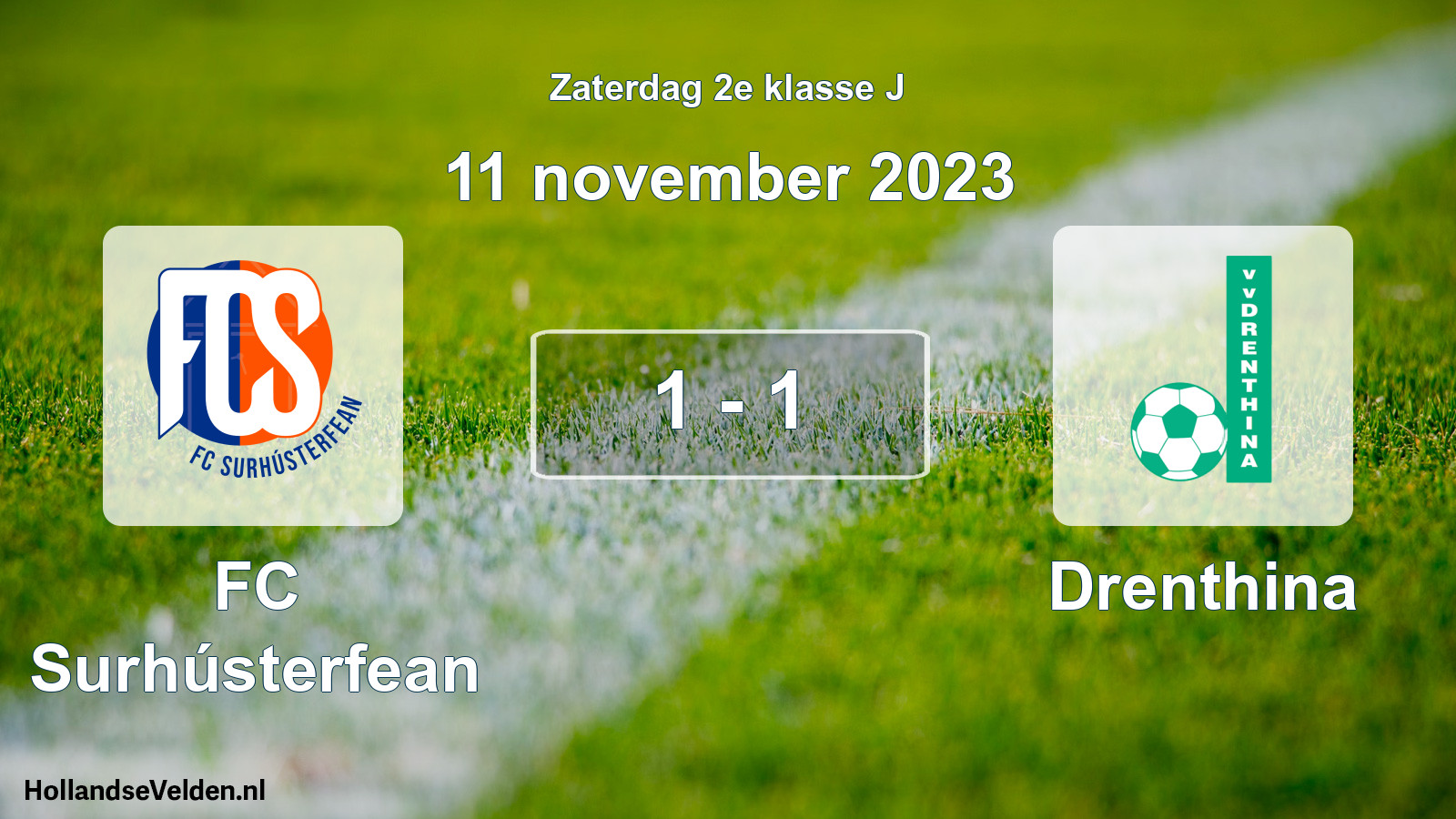 Gespeelde wedstrijd: FC Surhústerfean - Drenthina 1 - 1 (11 november 2023)