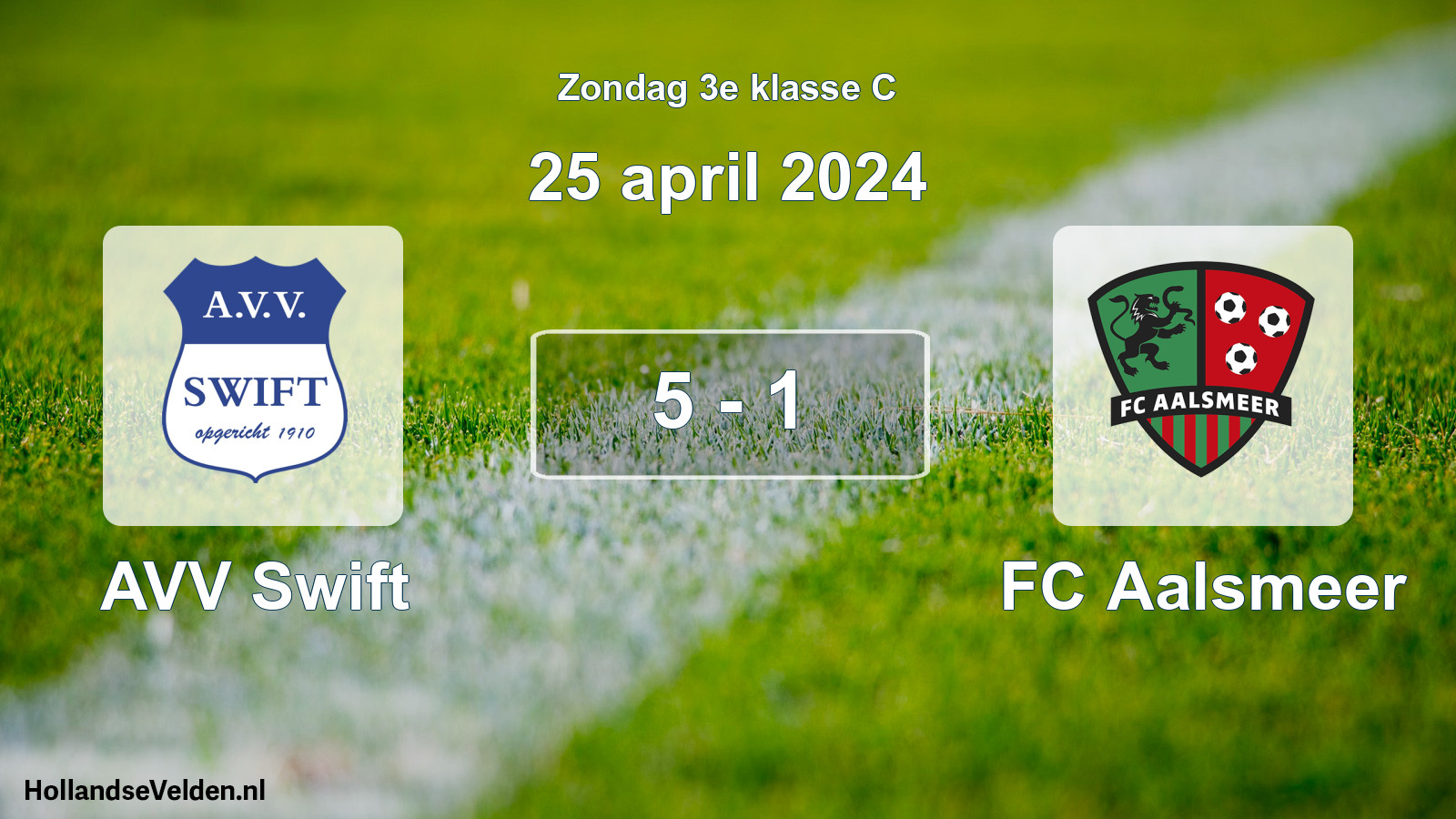 Gespeelde wedstrijd: AVV Swift - FC Aalsmeer 5 - 1 (25 april 2024)