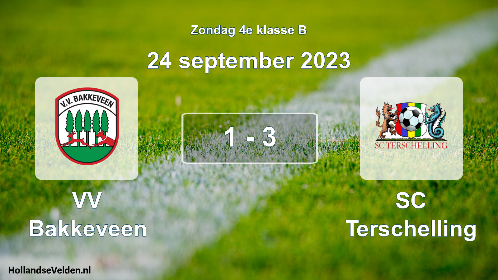 Gespeelde wedstrijd: VV Bakkeveen - SC Terschelling 1 - 3 (24 september 2023)