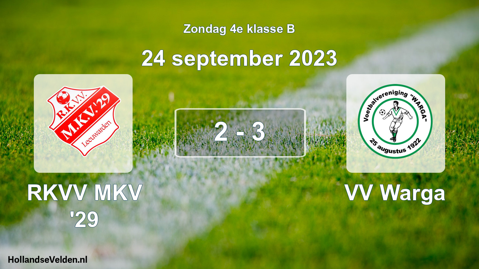 Gespeelde wedstrijd: RKVV MKV '29 - VV Warga 2 - 3 (24 september 2023)