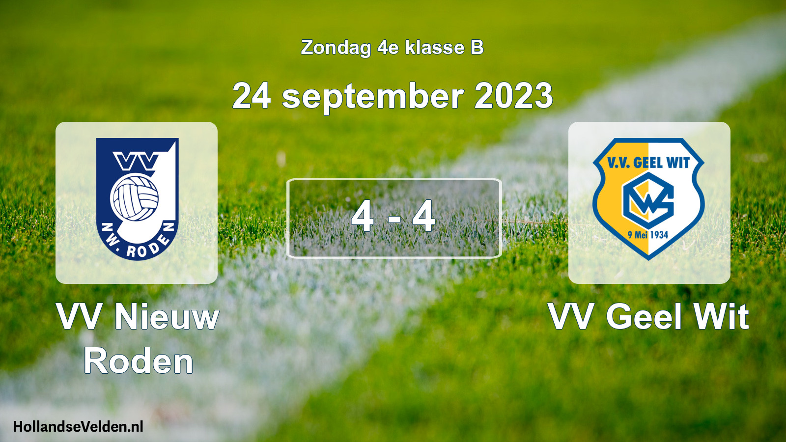 Gespeelde wedstrijd: VV Nieuw Roden - VV Geel Wit 4 - 4 (24 september 2023)