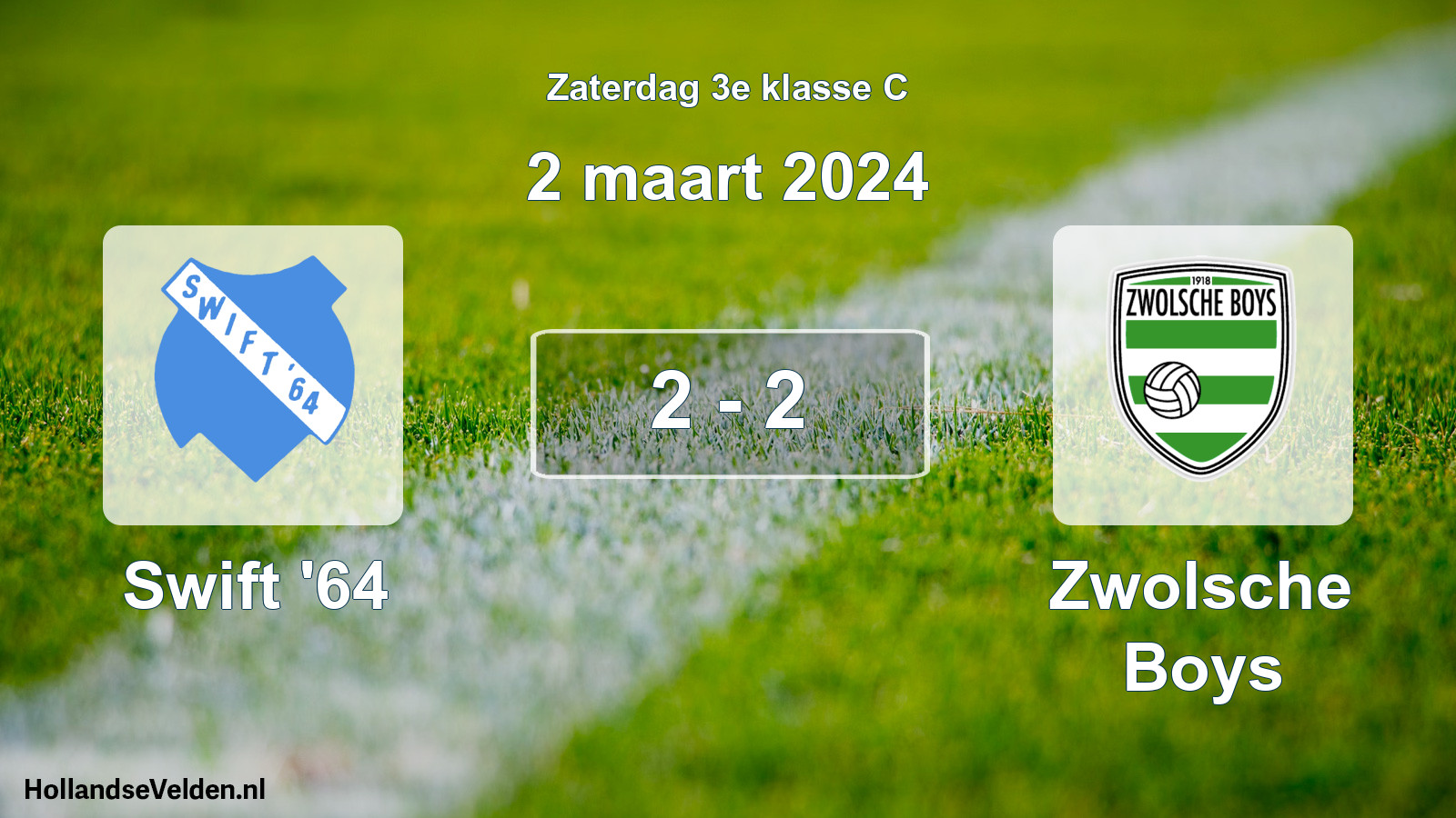 Gespeelde wedstrijd: Swift '64 - Zwolsche Boys 2 - 2 (2 maart 2024)