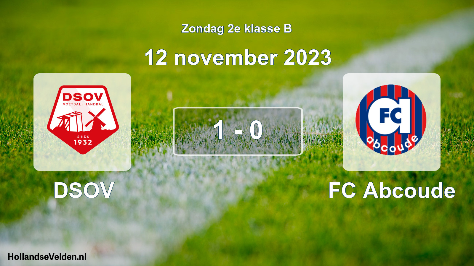 Gespeelde wedstrijd: DSOV - FC Abcoude 1 - 0 (12 november 2023)