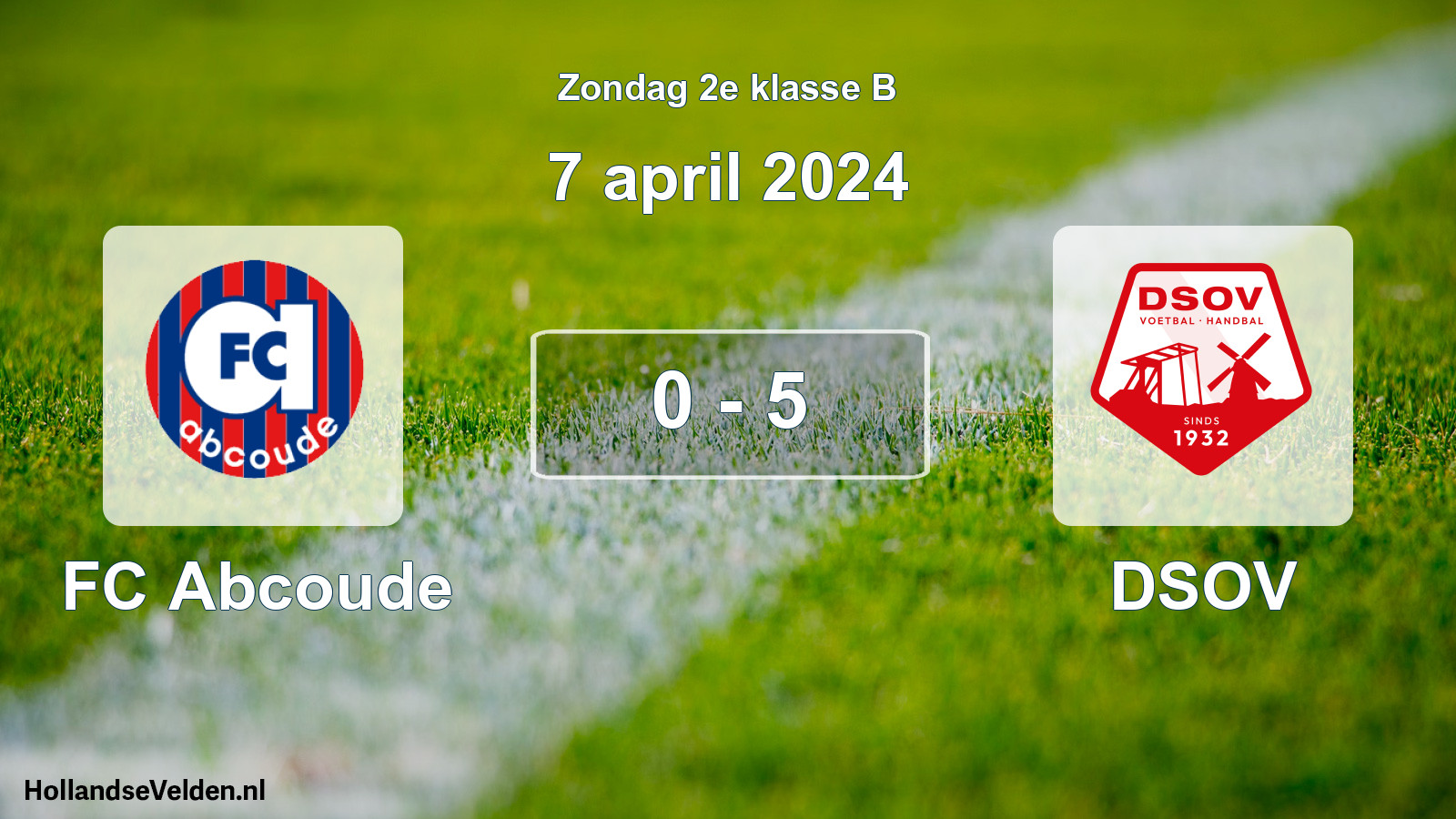 Gespeelde wedstrijd: FC Abcoude - DSOV 0 - 5 (7 april 2024)