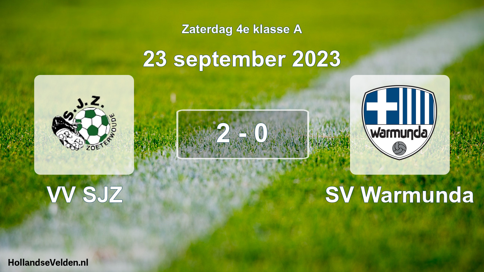 Gespeelde wedstrijd: VV SJZ - SV Warmunda 2 - 0 (23 september 2023)