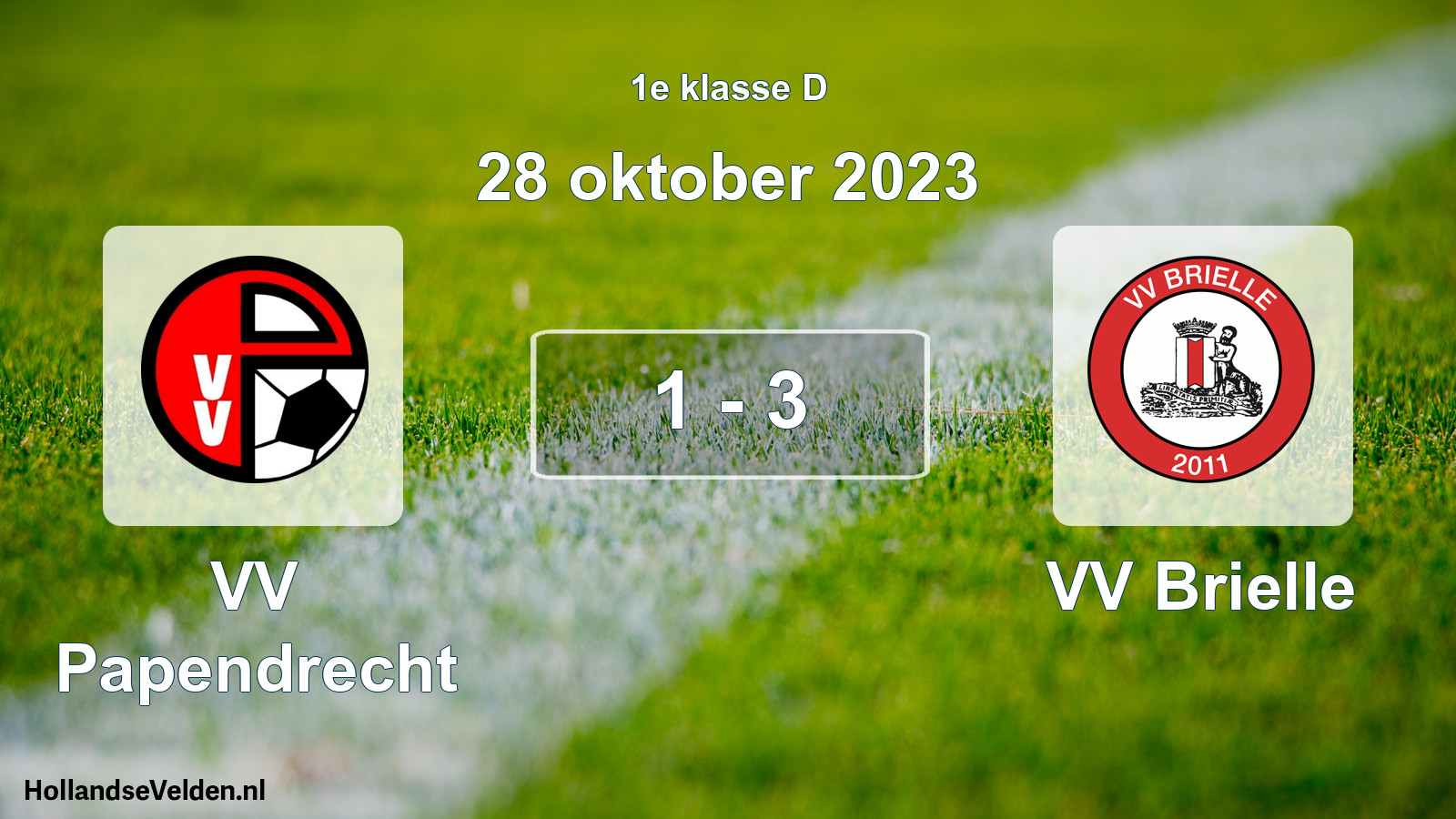 Gespeelde wedstrijd: VV Papendrecht - VV Brielle 1 - 3 (28 oktober 2023)