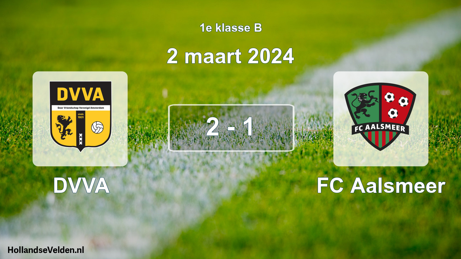 Gespeelde wedstrijd: DVVA - FC Aalsmeer 2 - 1 (2 maart 2024)