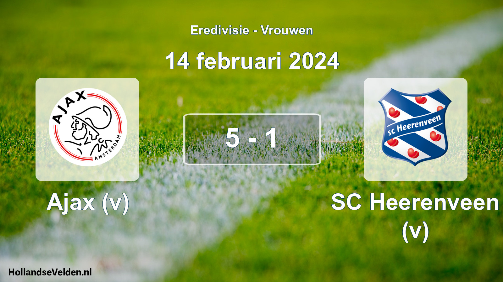 Gespeelde wedstrijd: Ajax (v) - SC Heerenveen (v) 5 - 1 (14 februari 2024)