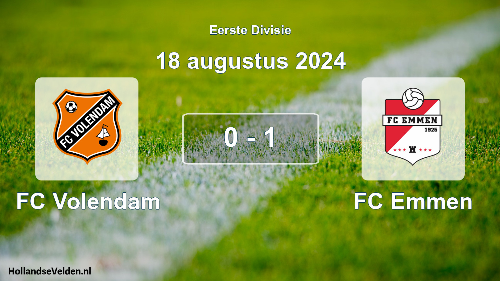 Gespeelde wedstrijd: FC Volendam - FC Emmen 0 - 1 (18 augustus 2024)