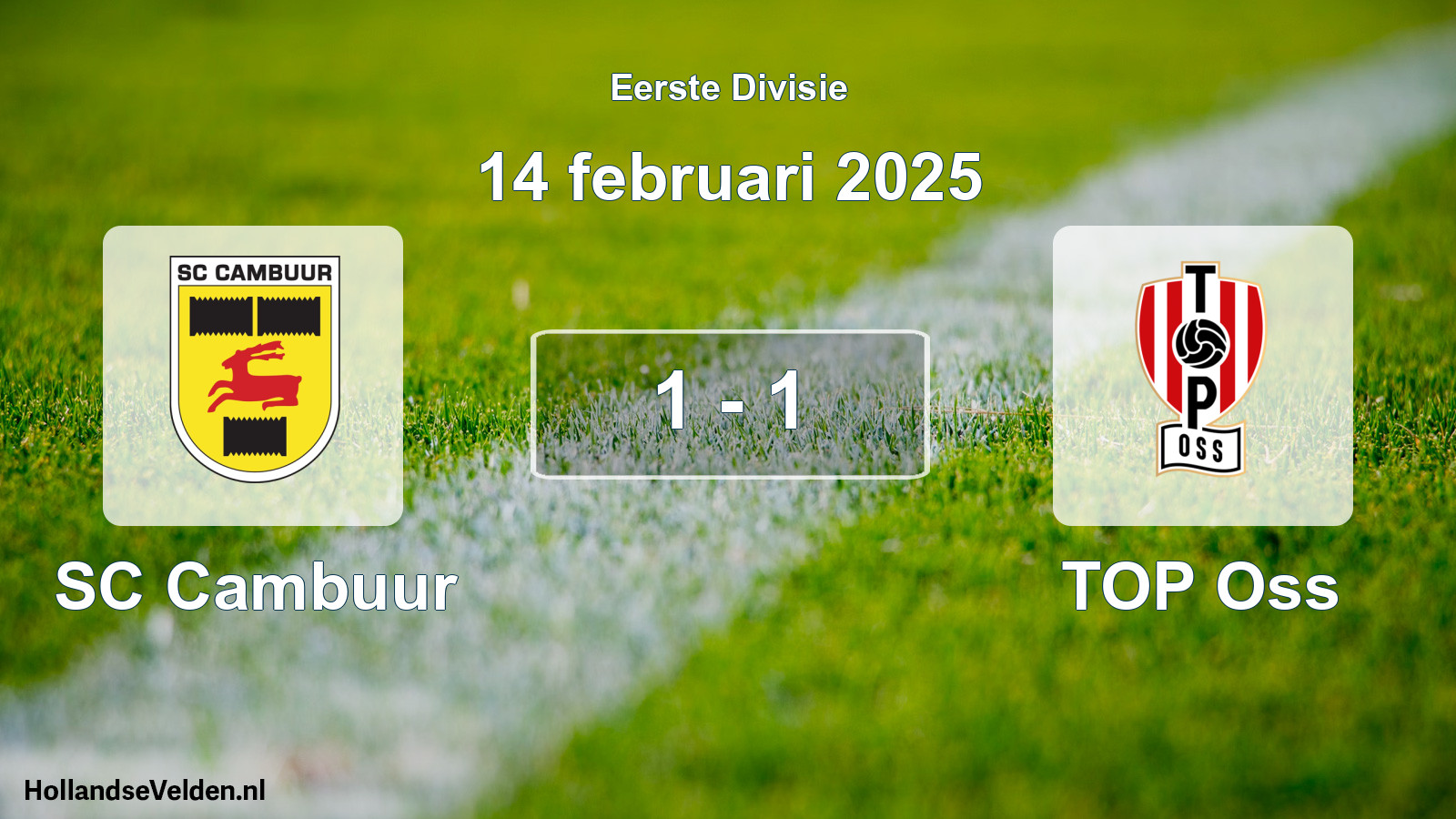 Gespeelde wedstrijd: Cambuur Leeuwarden - TOP Oss 1 - 1 (14 februari 2025)