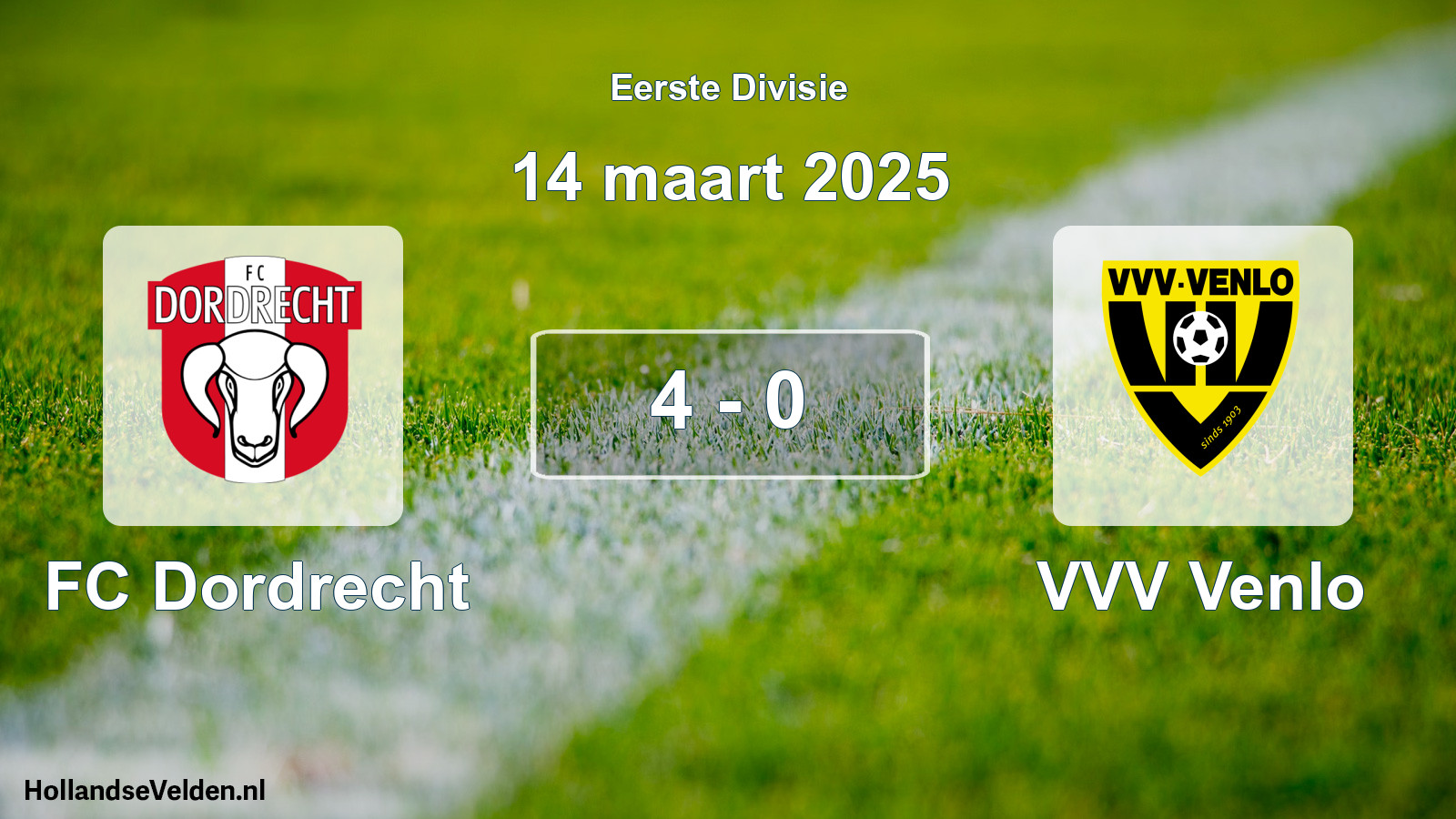 Gespeelde wedstrijd: FC Dordrecht - VVV Venlo 4 - 0 (14 maart 2025)