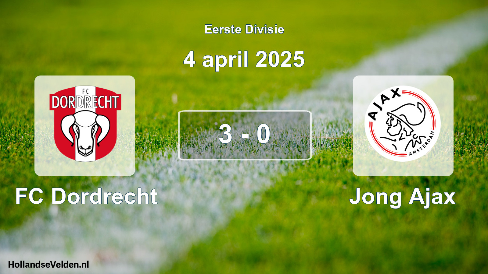 Gespeelde wedstrijd: FC Dordrecht - Jong Ajax 3 - 0 (4 april 2025)
