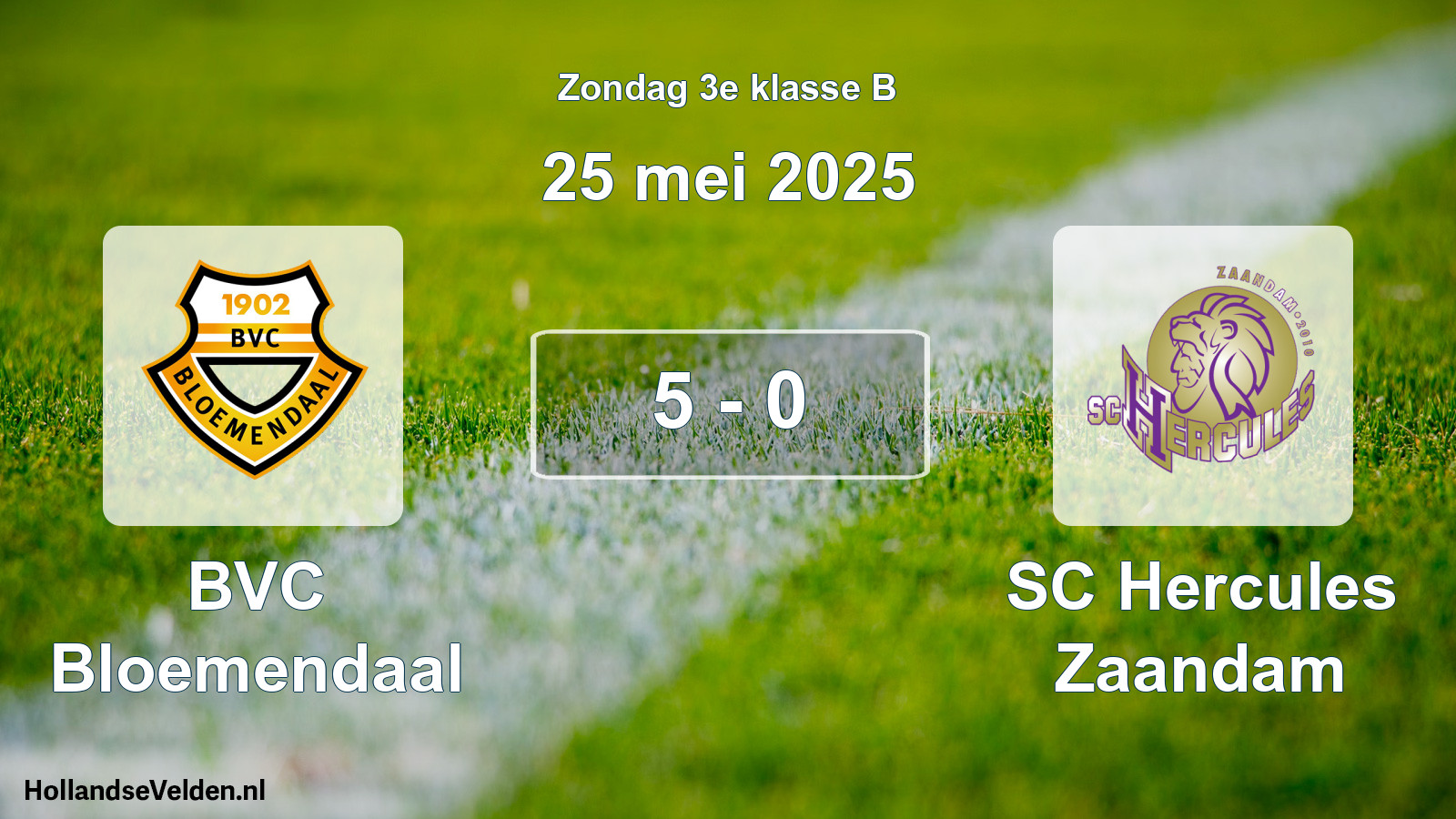 Gespeelde wedstrijd: BVC Bloemendaal - SC Hercules Zaandam 5 - 0 (25 mei 2025)