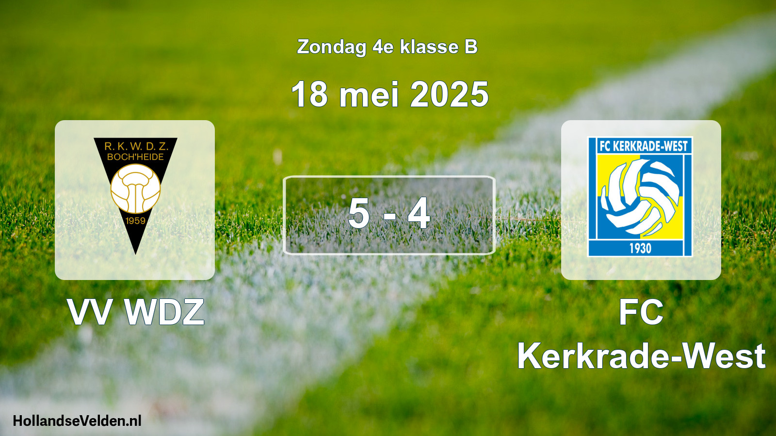 Gespeelde wedstrijd: VV WDZ - FC Kerkrade-West 5 - 4 (18 mei 2025)