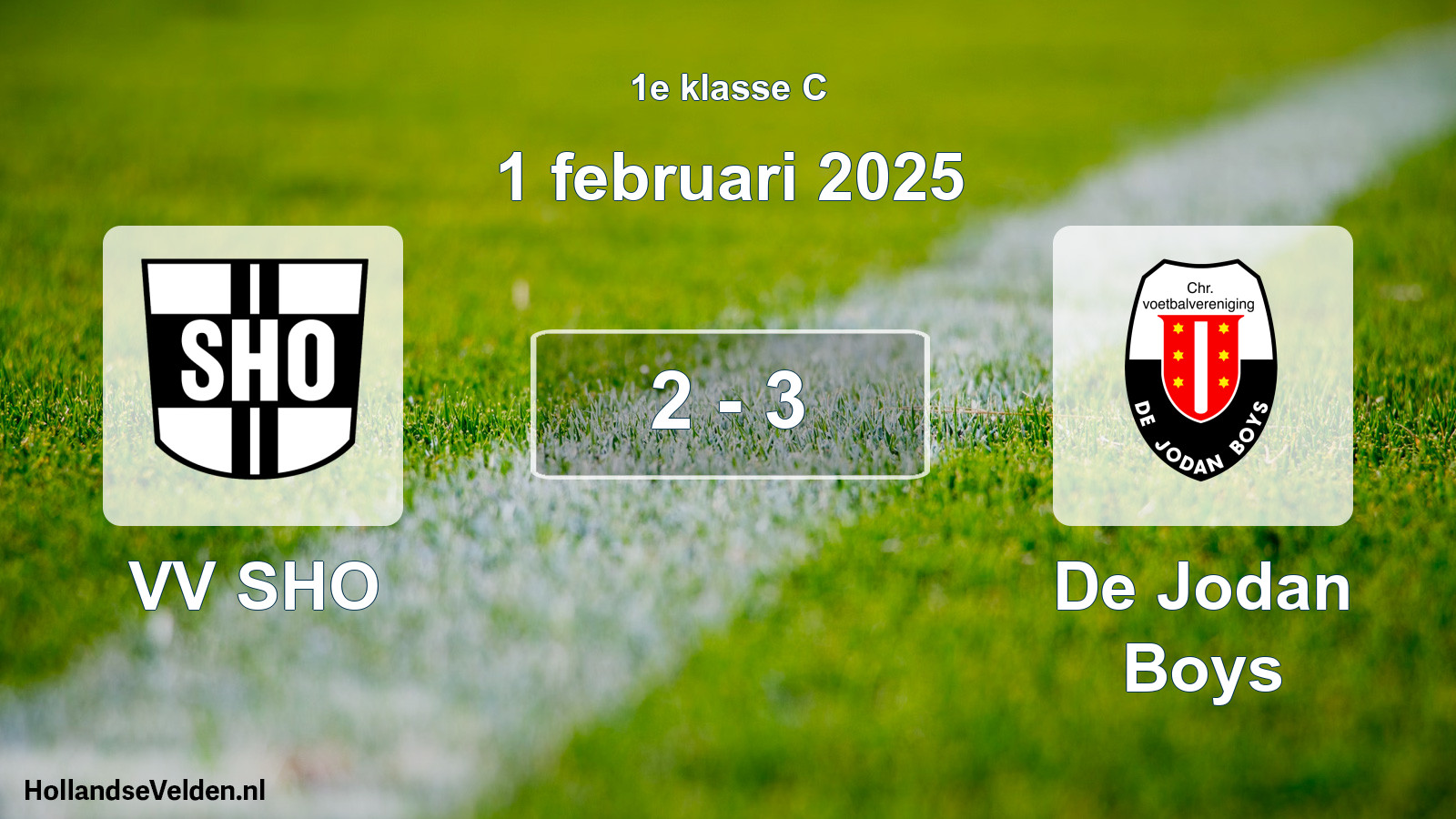 Gespeelde wedstrijd: VV SHO - De Jodan Boys 2 - 3 (1 februari 2025)