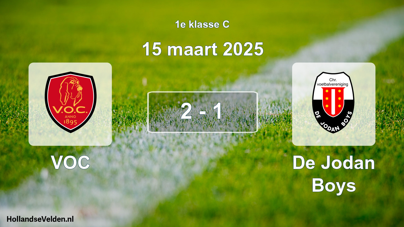 Gespeelde wedstrijd: VOC - De Jodan Boys 2 - 1 (15 maart 2025)